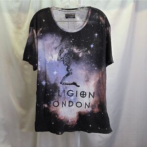 Religion London Praying Skeleton Space Short Sleeve Tee Size XL